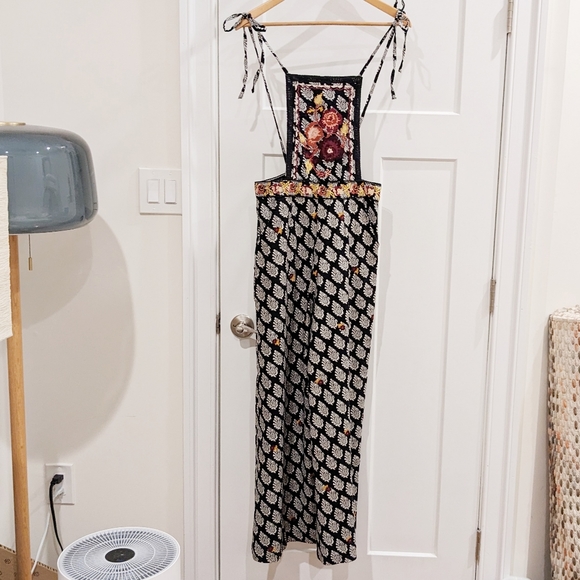 HTF Anthropologie Embroidered Wide-Leg Jumpsuit - Picture 2 of 9